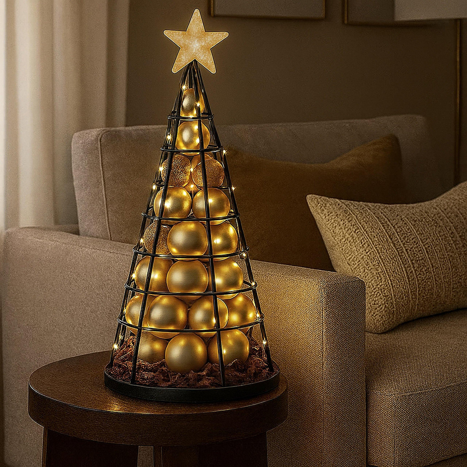 Mendler Kerstboomornament Deko-Baum HWC-O91, Zwart, 60 cm