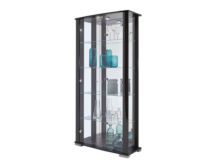 Vitrine Nysa 86 x 178 x 38cm Schwarz/Hochglanz Schwarz