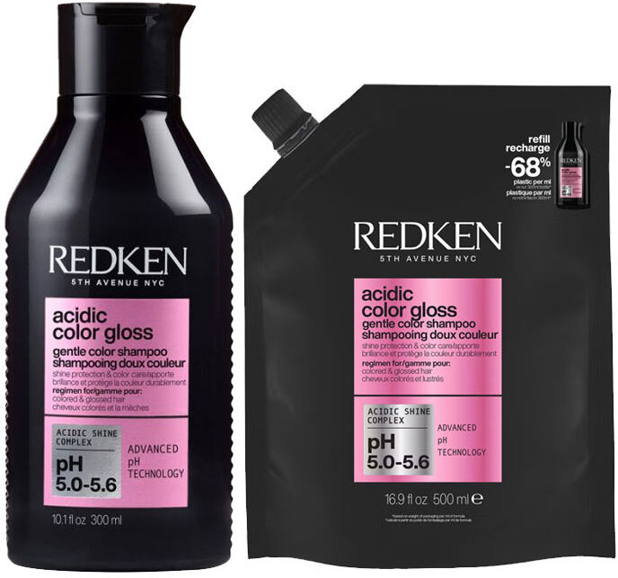 Redken Acidic Color Gloss Shampoo 300ml & Refill Pouch 500ml Duo