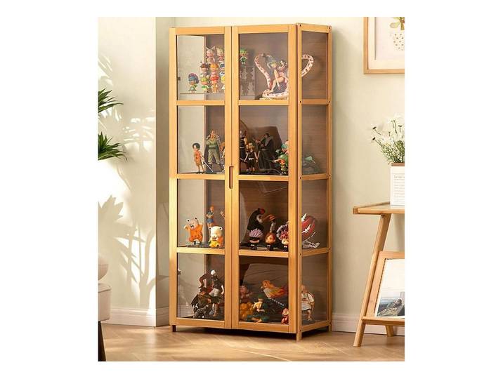 LuxusKollektion Glasvitrine Glasvitrine Bambus 62x33x130cm Braun (1-St)