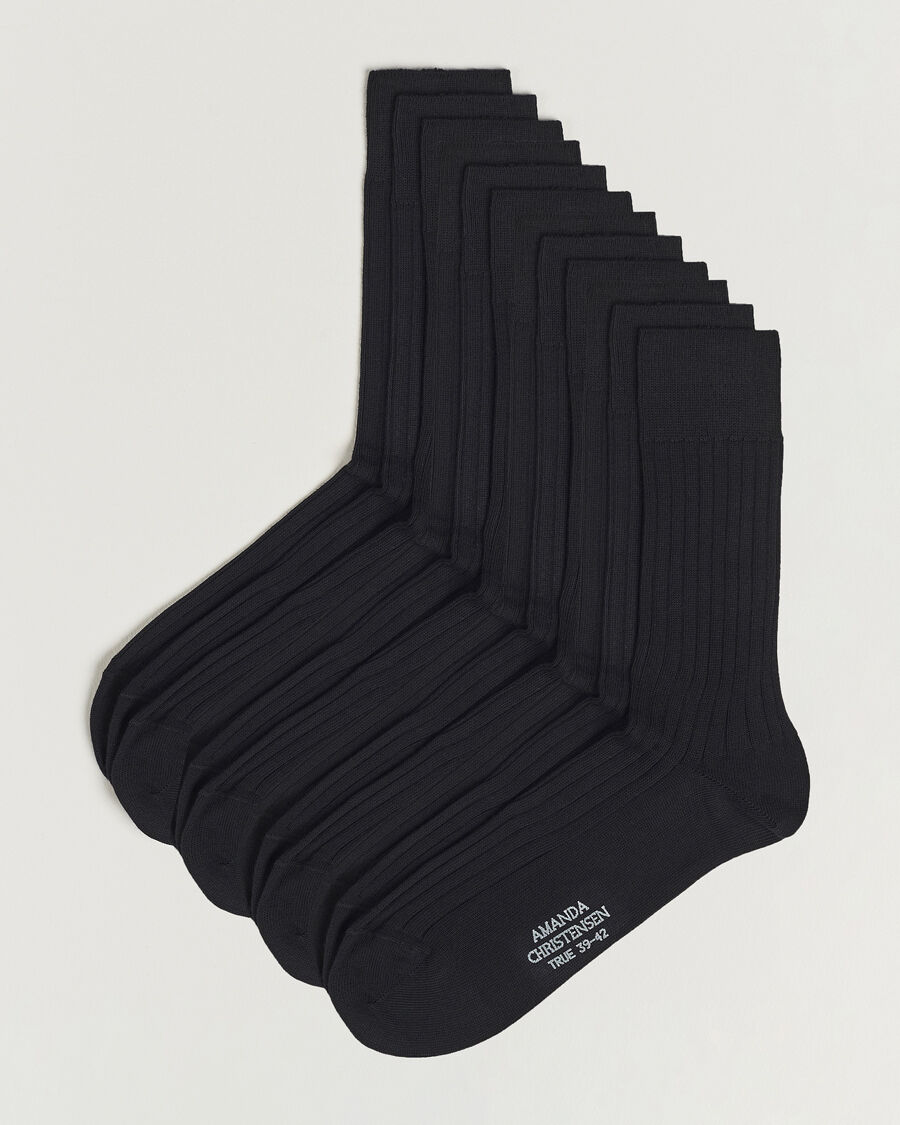 Amanda Christensen 12-Pack True Cotton Ribbed Socks Black men One size