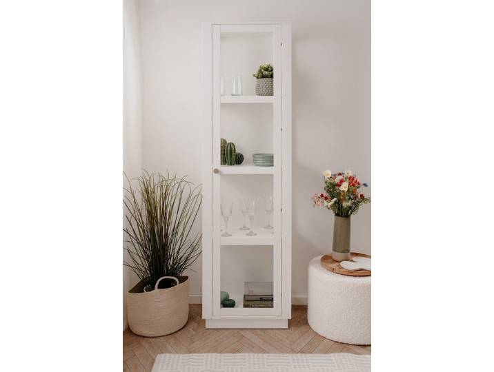 Finori Vitrine in weiß - 56x195x40cm (BxHxT)