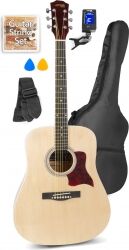 Western Guitar Pakke med taske, digital-tuner, plektre, rem og ekstra strengesæt