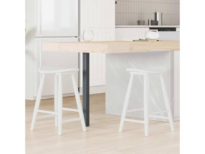 UYPTERF Esszimmerstühle 2 STK Massives Gummiholz Weiß 46 x 37 x 63 cm Kegelförmige Beine,Mid-Century Look,Leichte Reinigung,Stabiler Stand,Essbereich und Küche