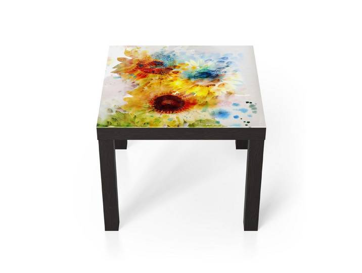 DEQORI Couchtisch 'Sonnenblumenfreude', Glas Beistelltisch Glastisch modern