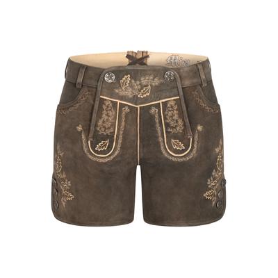 Trachtenlederhose NÜBLER "Lederhose Hotpant Meera", Damen, Gr. 40, EURO, braun, Obermaterial: 100% Lammleder LEL., Hosen