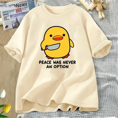 Lush Living Finds Peace Was Never An Option Funny Goose Graphic T Shirt Cute Casual Summer Tee For Women kaqi xl