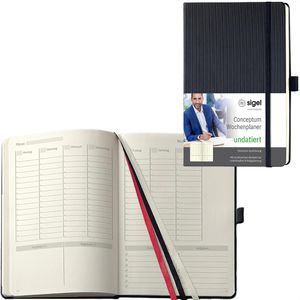 Sigel Buchkalender CO700, Conceptum, jahresunabhängig, A5, Wochenplaner, 1 Woche = 2 Seiten