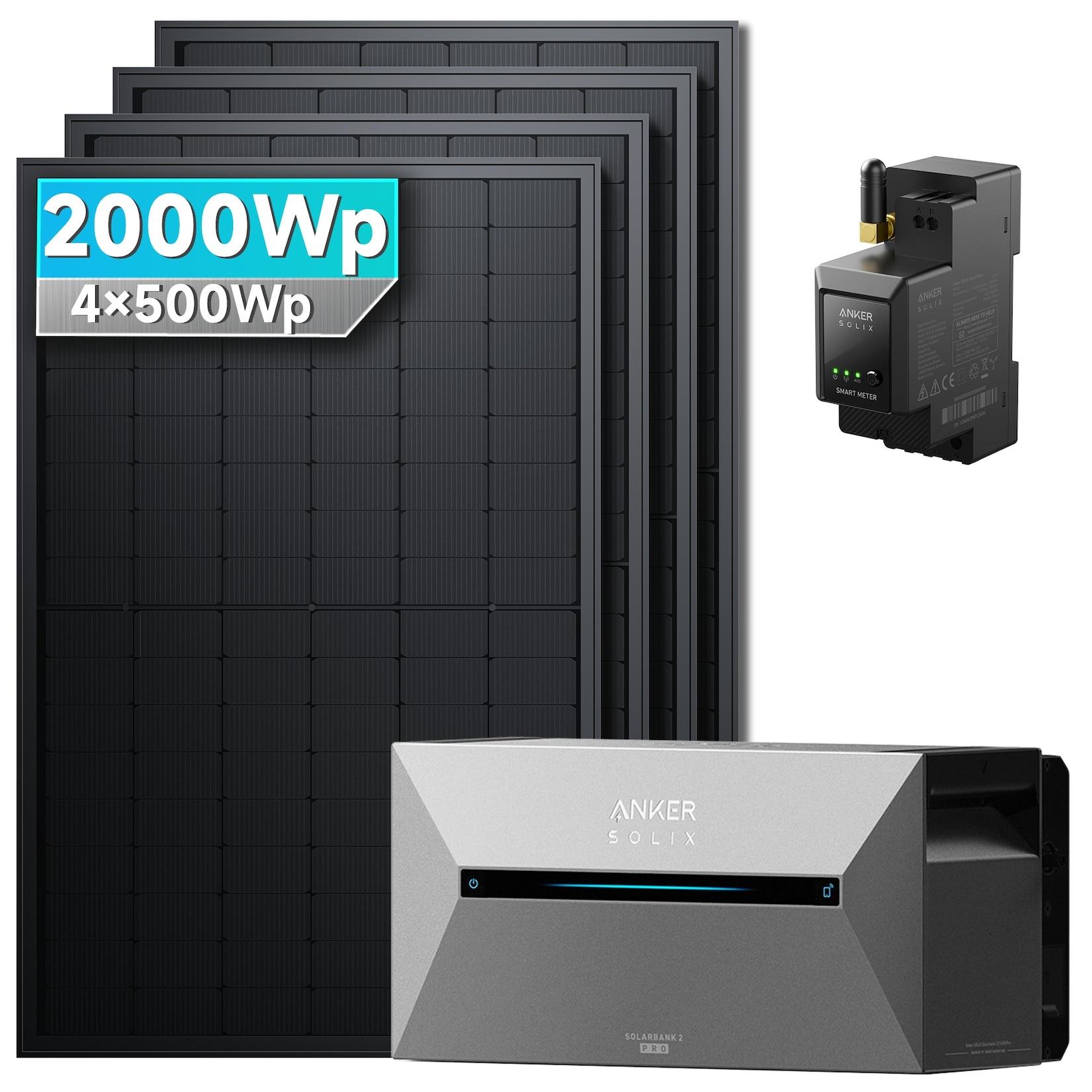 SolarMars® 2000W Balkonkraftwerk mit Speicher, Anker SOLIX Solarbank 2 E1600 pro - Ohne Halterung