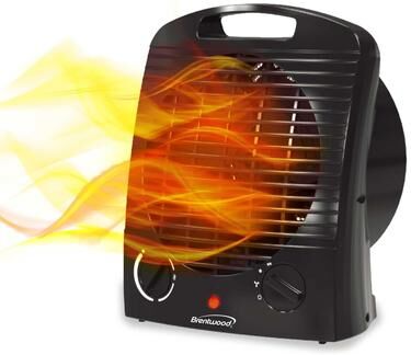 Brentwood 1500-Watt Portable Electric Space Heater and Fan in Black