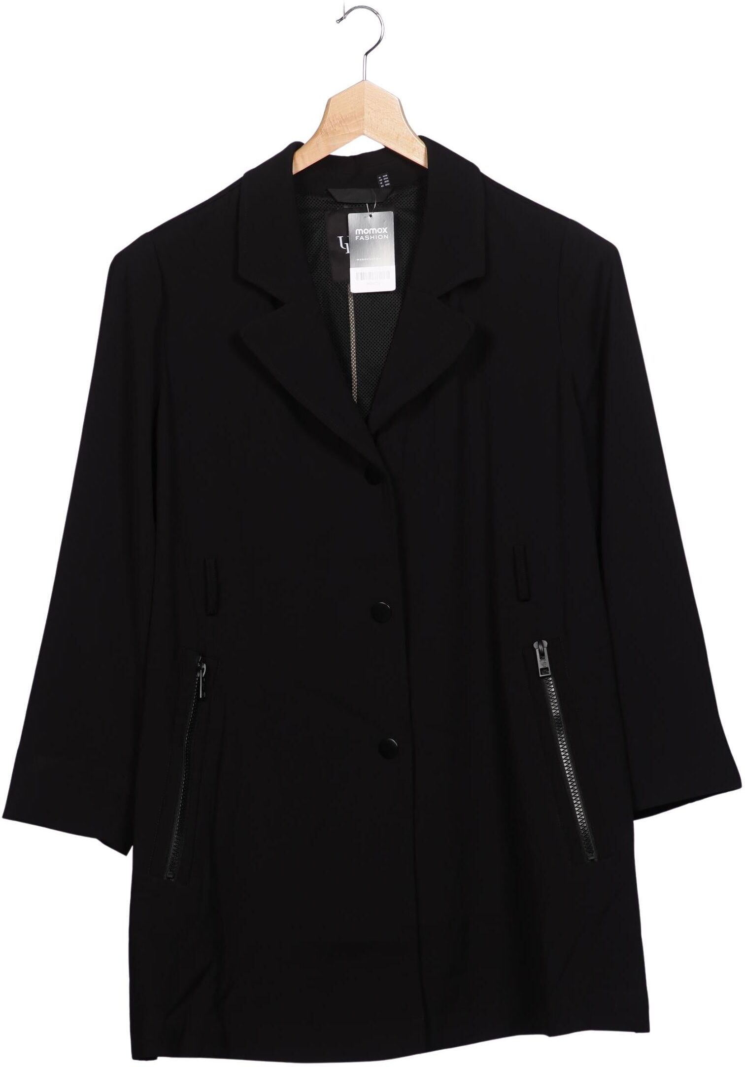 Ulla Popken Damen Mantel, Schwarz, Gr. EU 54, Synthetik - Second Hand