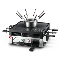 Solis Fondue und Raclette Grill 1200W 8 Personen Fonduetopf