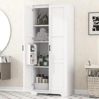 Kodotan sofa Tall and Wide Storage Cabinet with Double Doors, Minimalist Storage Cabinet with Door-Mounted Racks and Adjustable Shelves