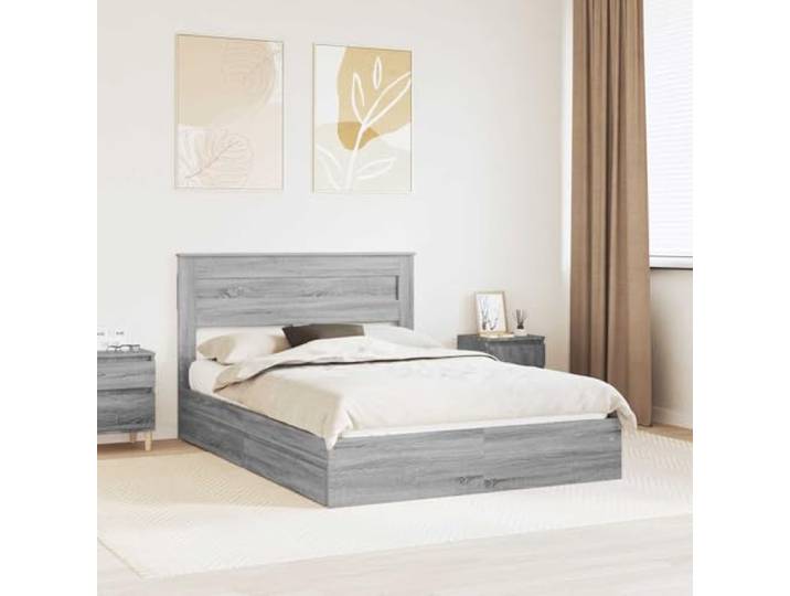 YNGBHFNOP Stabiles Holzwerkstoff Bettgestell mit Kopfteil 90x200 cm Braun Bettgestell ohne Matratze Altholz-Optik 90x200cm Holzwerkstoff stabil mit Kopfteil und Lattenrost