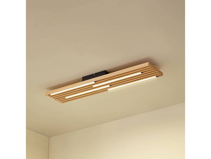 Deckenleuchte Madero Lindby, Holz hell, für Wohn- / Esszimmer, Holz, Modern