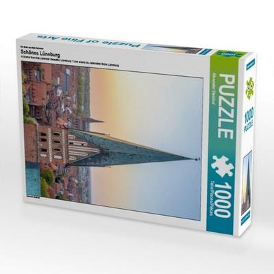 CALVENDO Puzzle Blick über Lüneburg mit St. Johanniskirche 1000 Teile Puzzle hoch | 1000 Teile Lege-Größe 64 × 48 cm Foto-Puzzle für glückliche