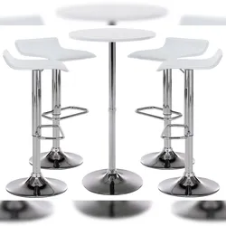 CLP Bartisch Set Esberg I 4 x Barhocker 1 x Stehtisch weiß
