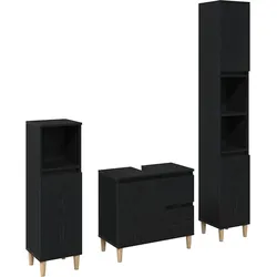 vidaXL Badezimmermöbel Set mit Speicher 3 pcs Schwarz 30 x 30 x 180 cm