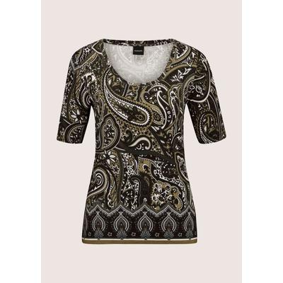 Kurzarmshirt MADELEINE "Shirt Shirt mit Paisley-Druck", Damen, Gr. 38, perlweiß, schilf, multicolor, Modern, gerade, Rundhals, Shirts