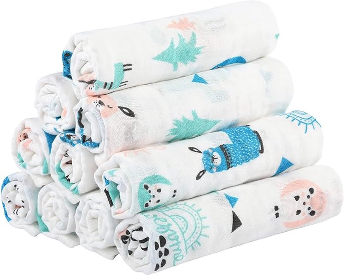 Set van 10 Mousseline Squares baby doeken