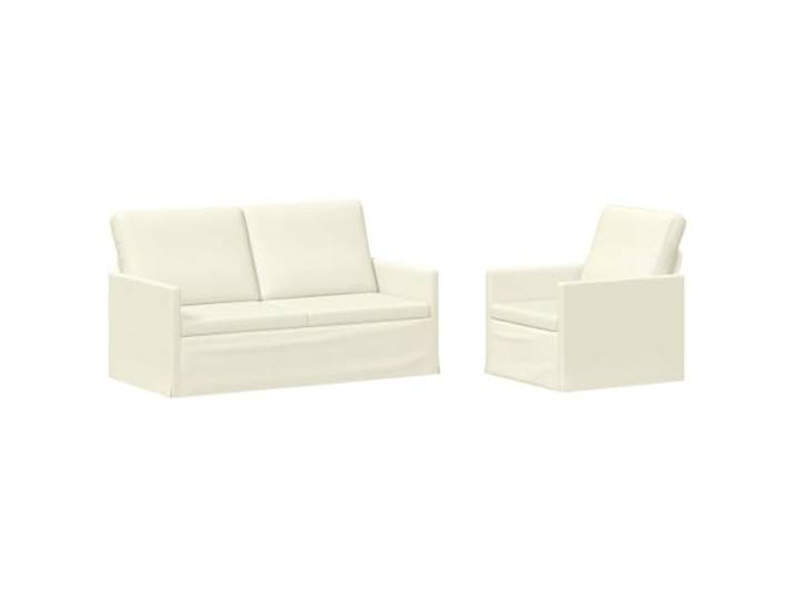 vidaXL Sofa-Set 2 pcs Creme Cordstoff Bietet langfristige Unterstützung, Garantiert plüschige Entspannung, Verbessern die Nutzungskomfort