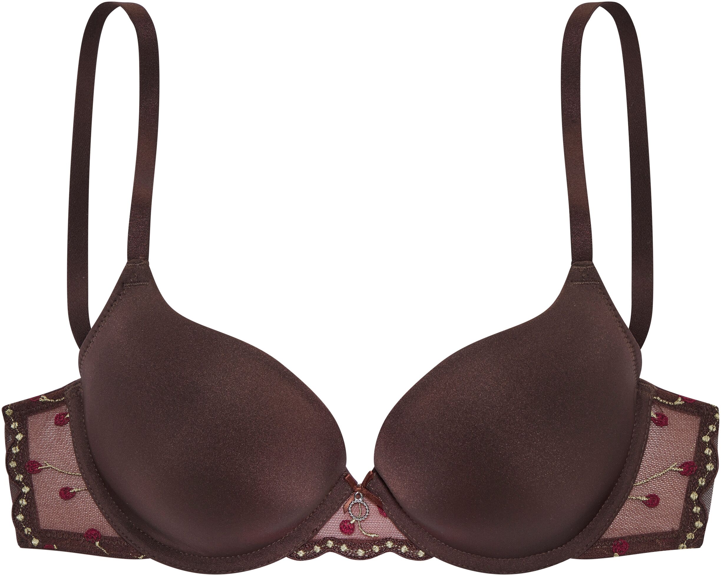 Schalen-BH S.OLIVER, Damen, Gr. 85, Cup D, zartbitter, Spitze, Obermaterial: 60% Polyamid, 35% Polyester, 5% Elasthan, BHs Schalen-BH, mit Bügel & Spitze mit Blumenstickerei, sexy Dessous zartbitter 85, Cup D