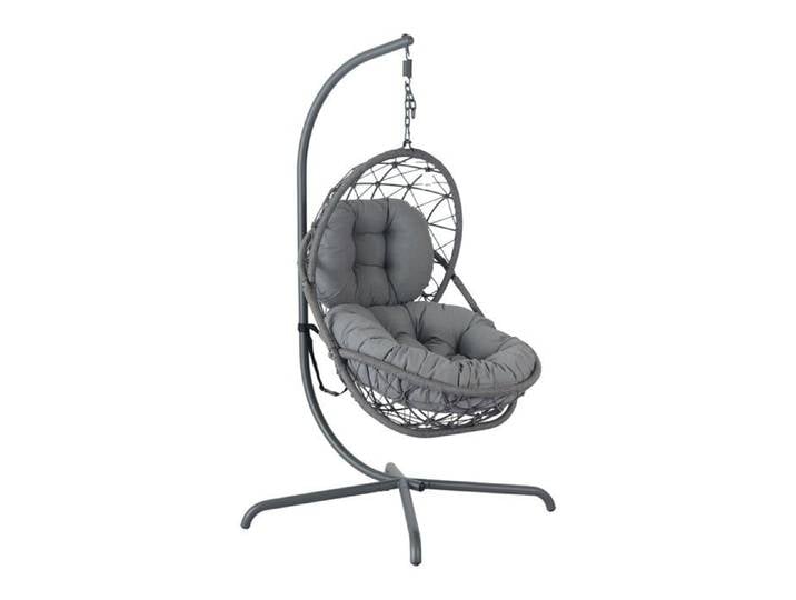 Chaise suspendue gris foncé - Evelekt - Support 134 x 134 x 196 cm - Siège panier 88 x 105 x 115 cm