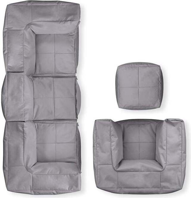LUMALAND Basic Set (5-tlg.), Modulares System, In- & outdoor Garten Sitzgruppe Lounge Sitzecke Sitzsack Sofa Couch Sessel Hocker Garnitur, Wohnzubehör