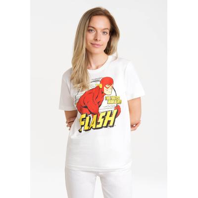 T-Shirt LOGOSHIRT "DC Comics - Flash, Fastest Man Alive", Damen, Gr. L, weiß (altweiß), 100% Baumwolle, bedruckt, normal, Rundhals, Shirts T-Shirt, mit lizenziertem Print