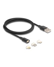 Delock Magnetisches Ladekabel Set für 8 Pin Lightning Micro USB Type-C schwarz 1 8-polig Schwarz (88165)
