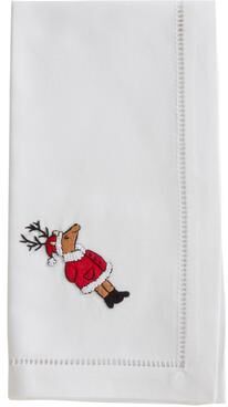 Saro Lifestyle Cotton Napkins With Embroidered Reindeer Design (Set of 6)