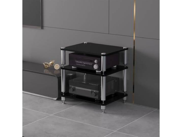 ZSCNYHMT Audio Rack, Stereo-Schrank Mit Edelstahlrahmen Und Ablagen Mehrschichtige regale, verstärkeraufbewahrung, player-organisation, stabiles design, für audio innenräume(A2,3-tier)