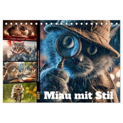 Miau mit Stil (Tischkalender 2027 DIN A5 quer), CALVENDO Monatskalender