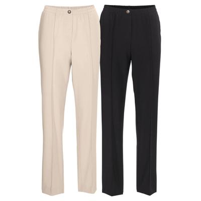 Schlupfhose GOLDNER "Stretchhosen mit elastischem Bund", Damen, Gr. 44, N-Gr, schwarz (sand, schwarz), Obermaterial: 100% Polyester COOLMAX(R) PES(Coolmax)., normal, Hosen Schlupfhose, Ohne