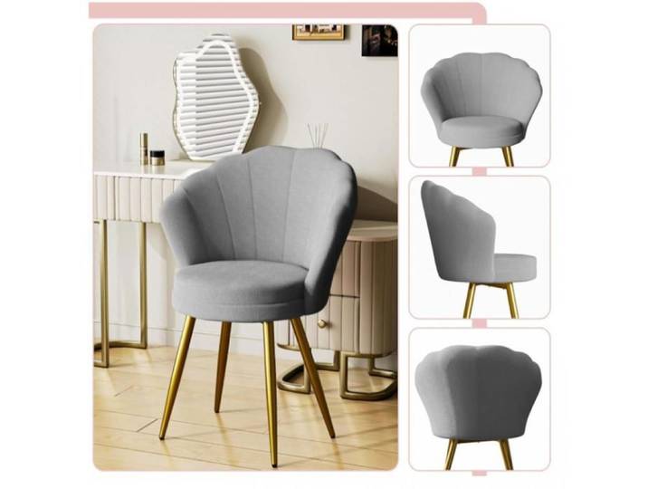 B.LIVEM Chaise de Salle à Manger Chaise à Fleurs Rembourrée avec Pieds en Métal Chaise de Salle à Manger en Velours Gris