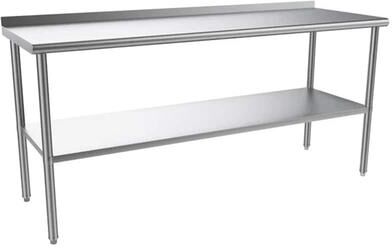karlinc Stainless Steel Table with Undershelf & Backsplash