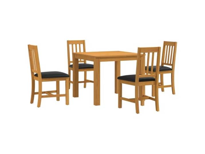 5-teiliges Esszimmer-Set aus massivem Eichenholz, Tisch und 4 Stühle Massives Eichenholz, Schaumstoffsitze, quadratische Beine, einfache Reinigung, Montage erforderlich