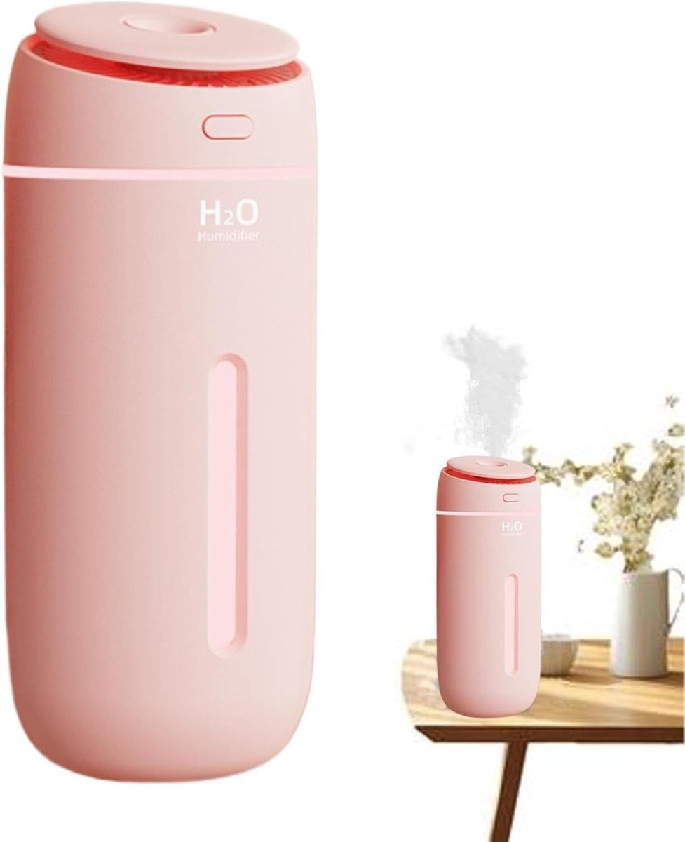 Draagbare USB luchtbevochtiger met ultrasonic mister en sleep mode, Roze