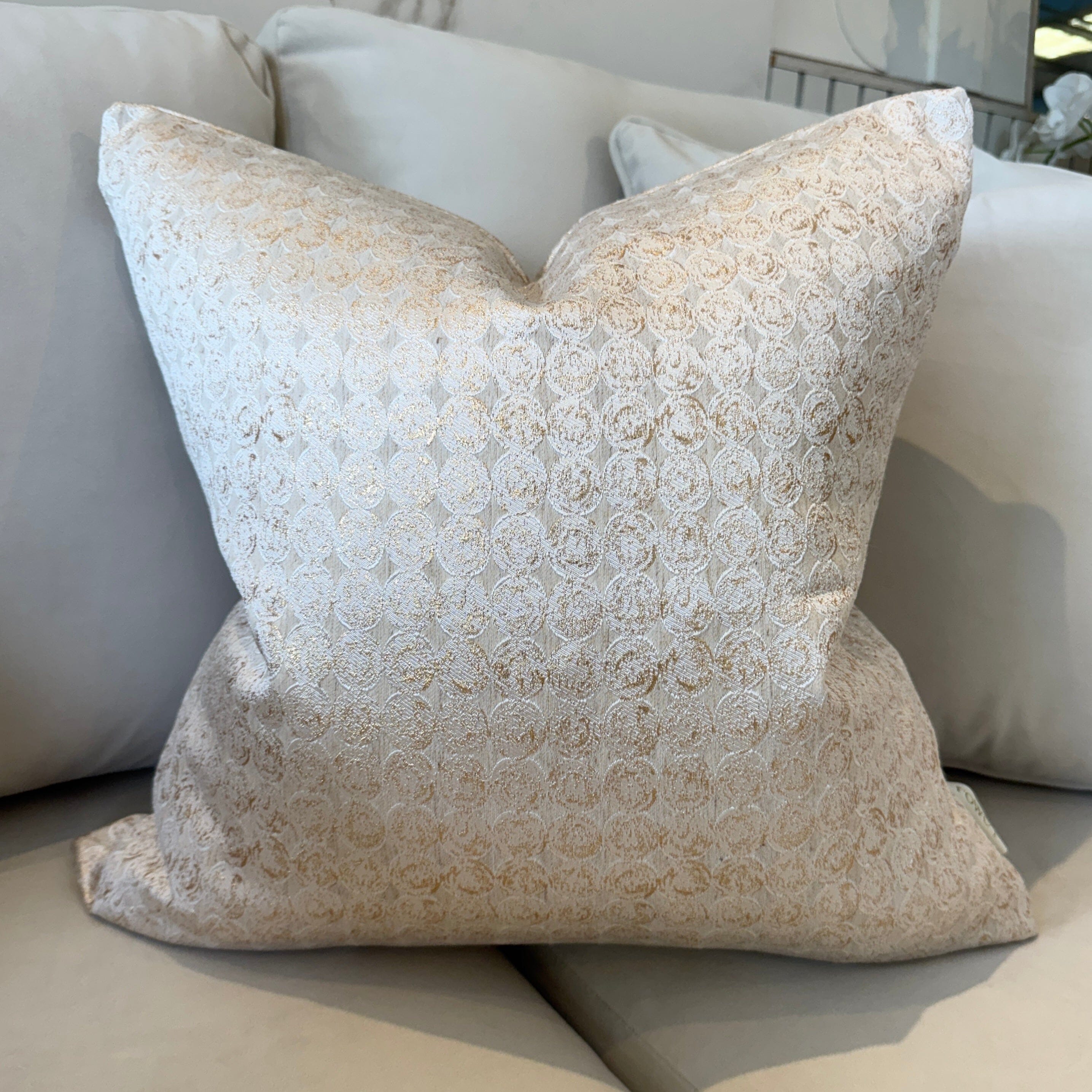 Frankie Gold Metallic Geometric Cushion - 50x50cm, Cover Only