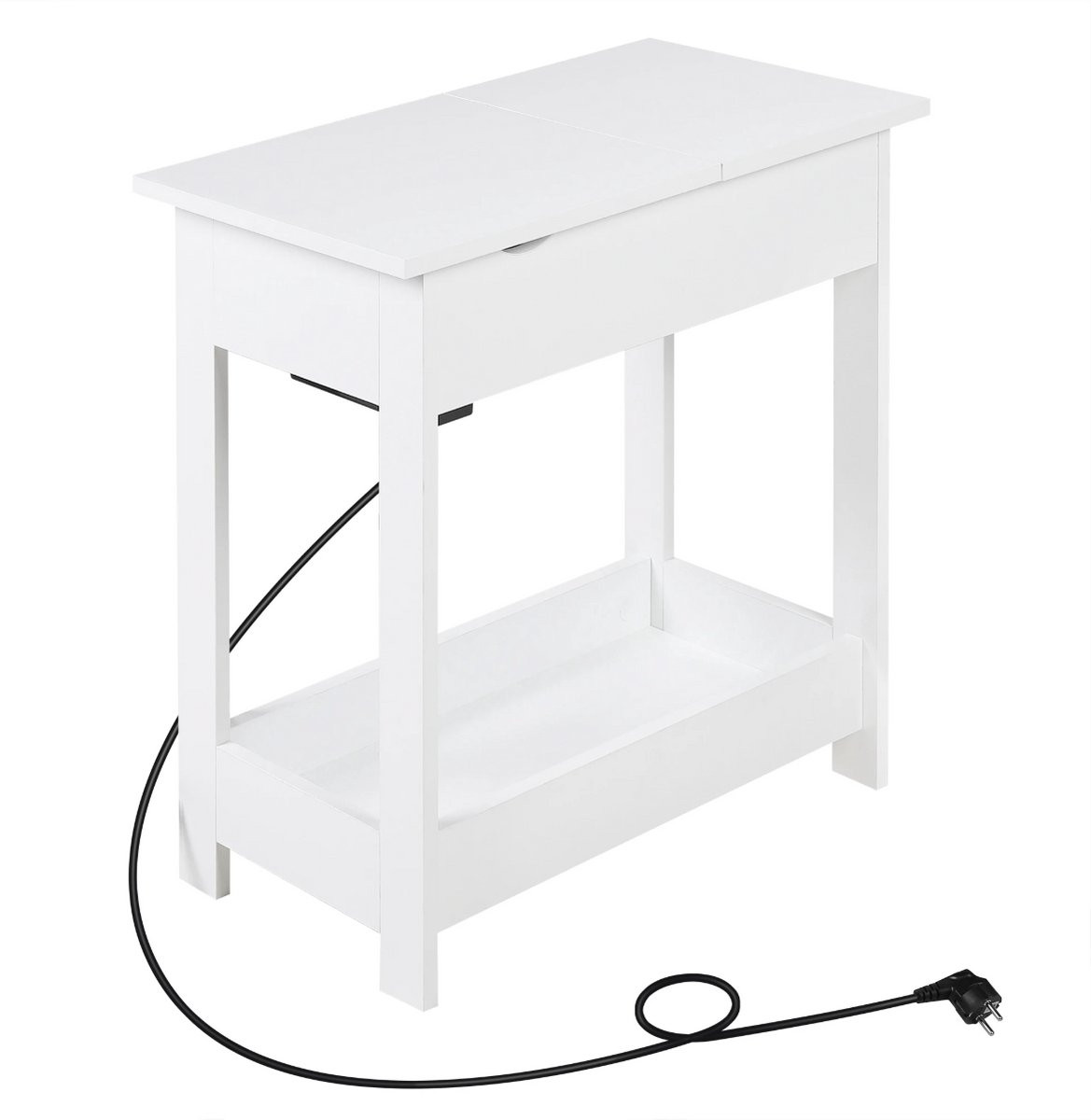 Varnox Bijzettafel Wit met Stopcontact en USB-A en Opbergvak - Industrieel Design