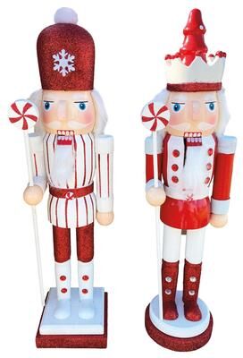 Santas Workshop Inc 15 inch Red Peppermint Nutcracker, Set of 2
