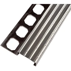 Treppenprofil Edelstahl, geriffelt glänzend 2,50 m - Fliesenprofil 2,50 m Länge, 9,0 mm