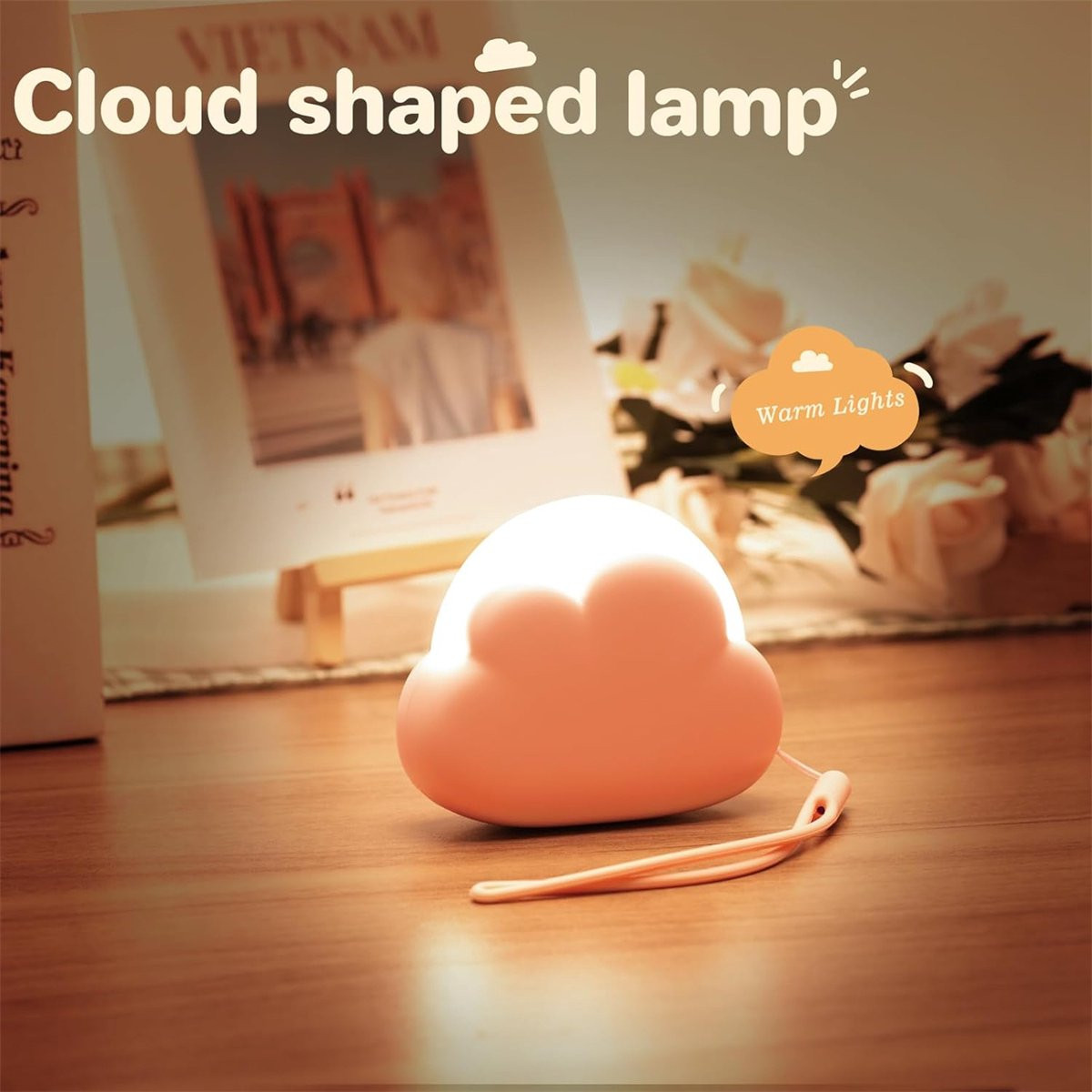 Carmdering Wolken Nachtlicht - Draagbare LED Wolklamp van Zacht Silicone - Roze