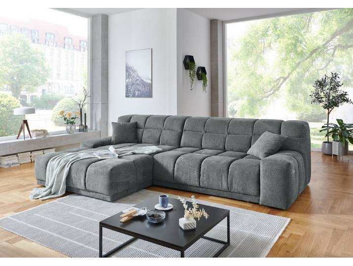 Iwaniccy Polstergarnitur Motor-Sitzverstellung, Aragon 93 mittelgrau - 309x82x196 (BxHxT)