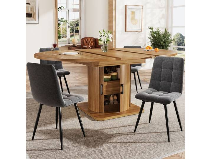 VUENOR Ensemble table à manger 5 pièces extensible avec 4 chaises 4 à 6 personnes