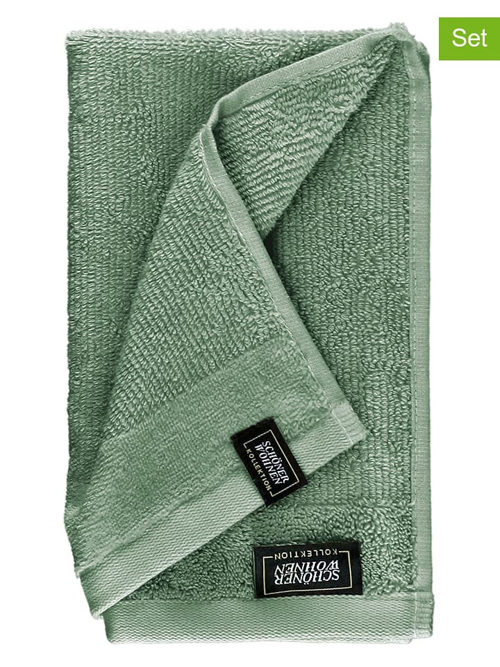 Schöner Wohnen 3er-Set: Gästehandtücher ''Sense'' in Grün - (L)50 x (B)30 cm - onesize