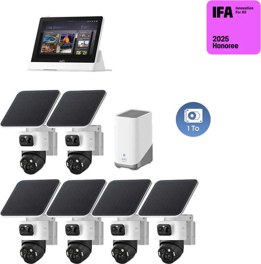 Kit de 6 caméras eufyCam S4 & Smart Display& Disque dur 1 To