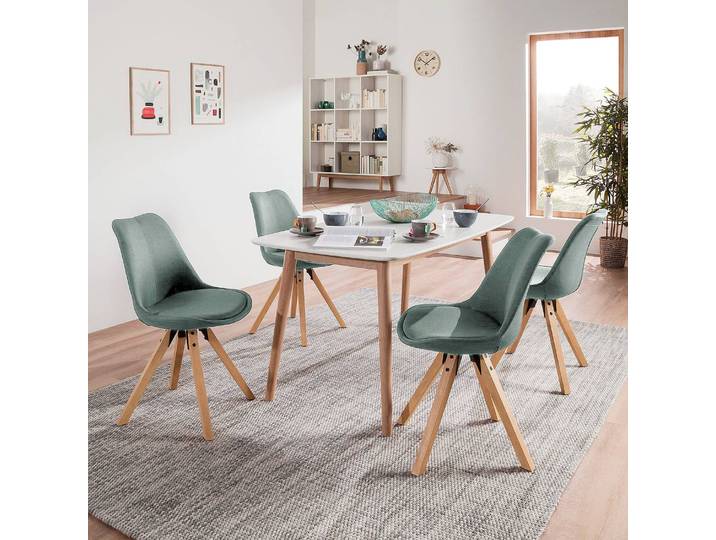Polsterstuhl 49 x 85 x 55cm Webstoff Cors: Mintgrau Grün/Mintgrau Braun 2er Set