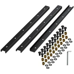 Relaxdays Gratleiste, 3er Set, Metallschiene 70 cm, Tischplatte stabilisieren, U-Profil mit Schrauben, Stahl, schwarz