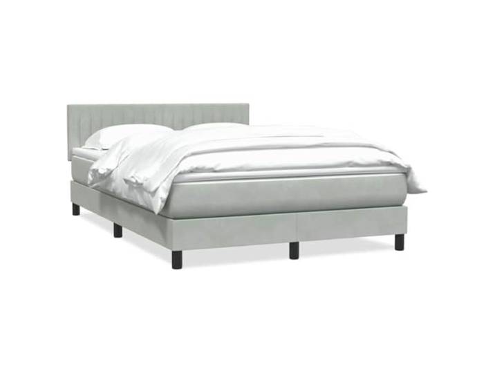 RJPLMFV Lattenrost und Matratze, Velours, Hellgrau, 160 x 210 cm Taschenfedern, verstellbares Kopfteil, abnehmbarer Topper, Premium-Komfort
